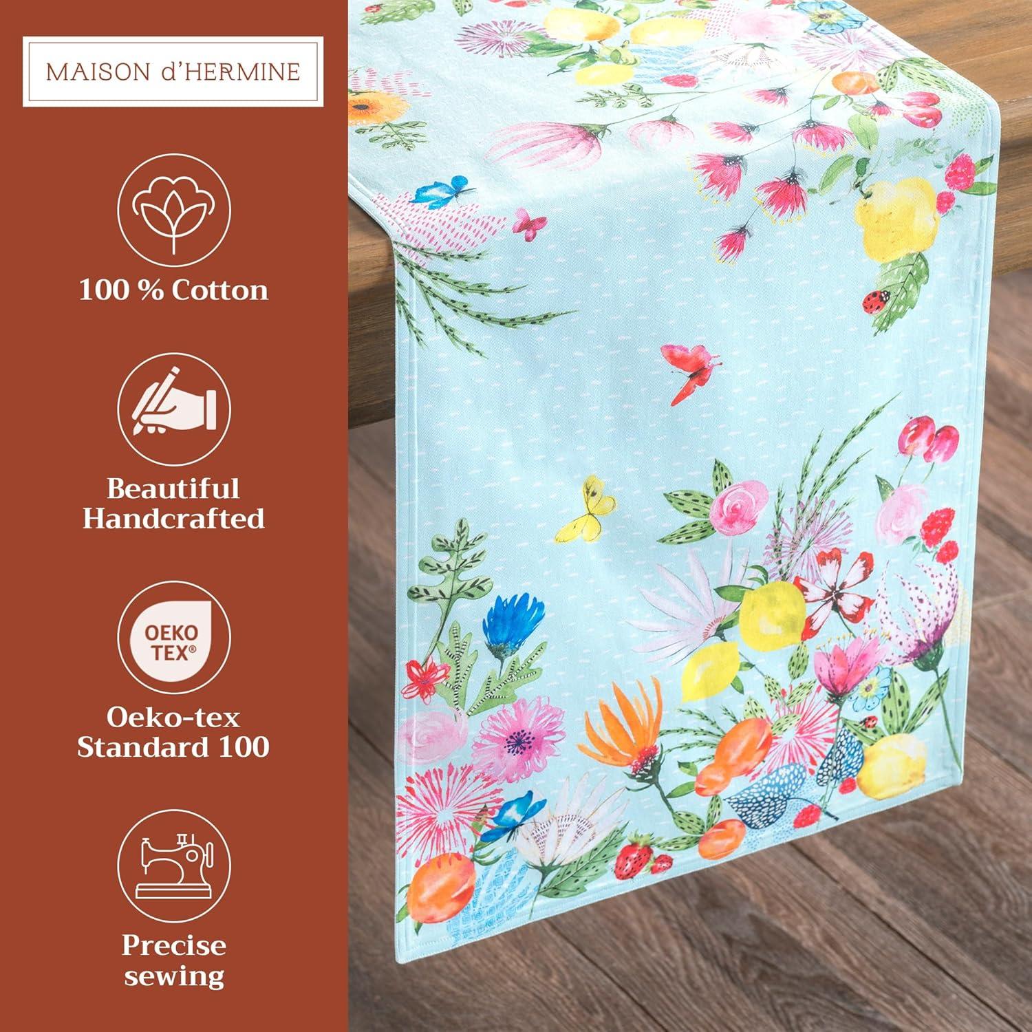 imageMaison dHermine Table Runner 100 Cotton Single Layer Easter Table Runners 72 inches Long Home Kitchen Dining Party ampamp Camping  Easter Decorations Spring ampamp Summer Printemps 1450quot x 72quot27  Jardin Dete  Mint