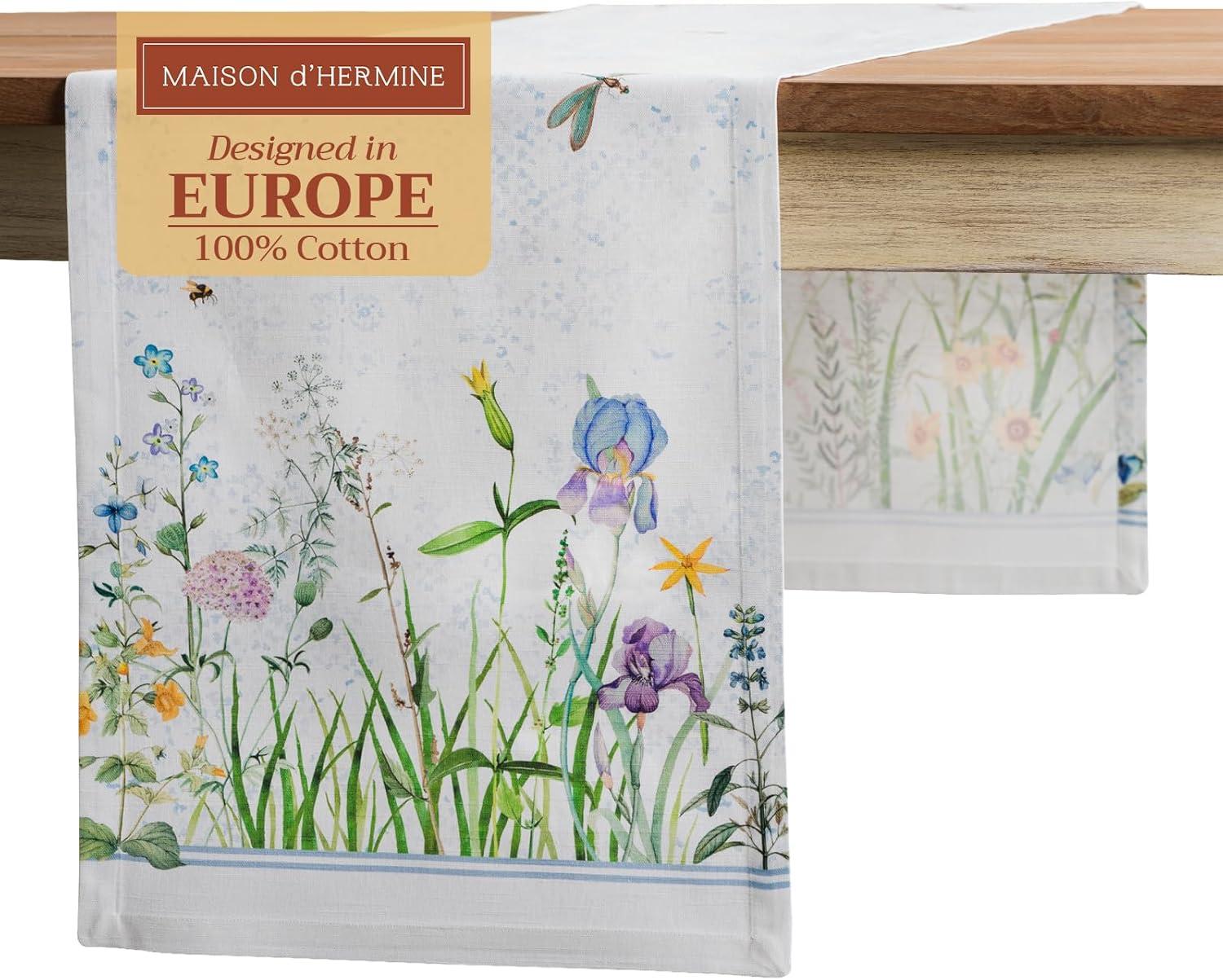 imageMaison dHermine Table Runner 100 Cotton Single Layer Easter Table Runners 72 inches Long Home Kitchen Dining Party ampamp Camping  Easter Decorations Spring ampamp Summer Printemps 1450quot x 72quot07  Fleurs De Mai