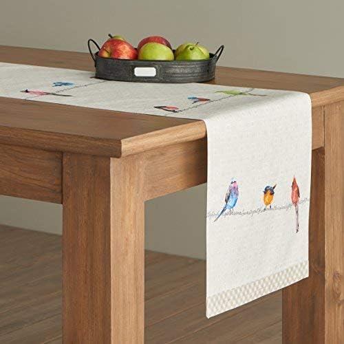 imageMaison dHermine Table Runner 100 Cotton Single Layer Easter Table Runners 72 inches Long Home Kitchen Dining Party ampamp Camping  Easter Decorations Spring ampamp Summer Printemps 1450quot x 72quot09  Birdies on Wire
