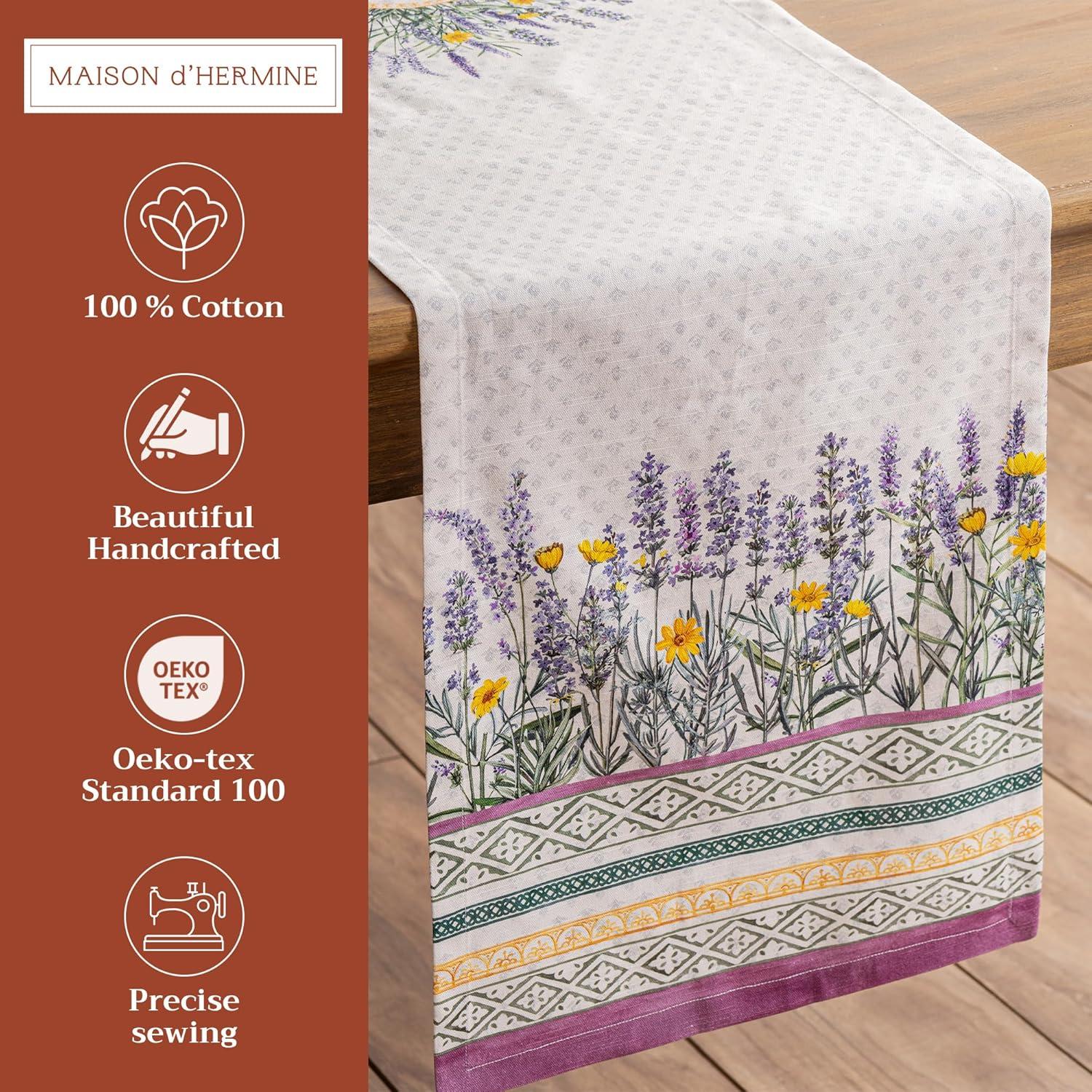 imageMaison dHermine Table Runner 100 Cotton Single Layer Easter Table Runners 72 inches Long Home Kitchen Dining Party ampamp Camping  Easter Decorations Spring ampamp Summer Printemps 1450quot x 72quot18  Fanny Lavender