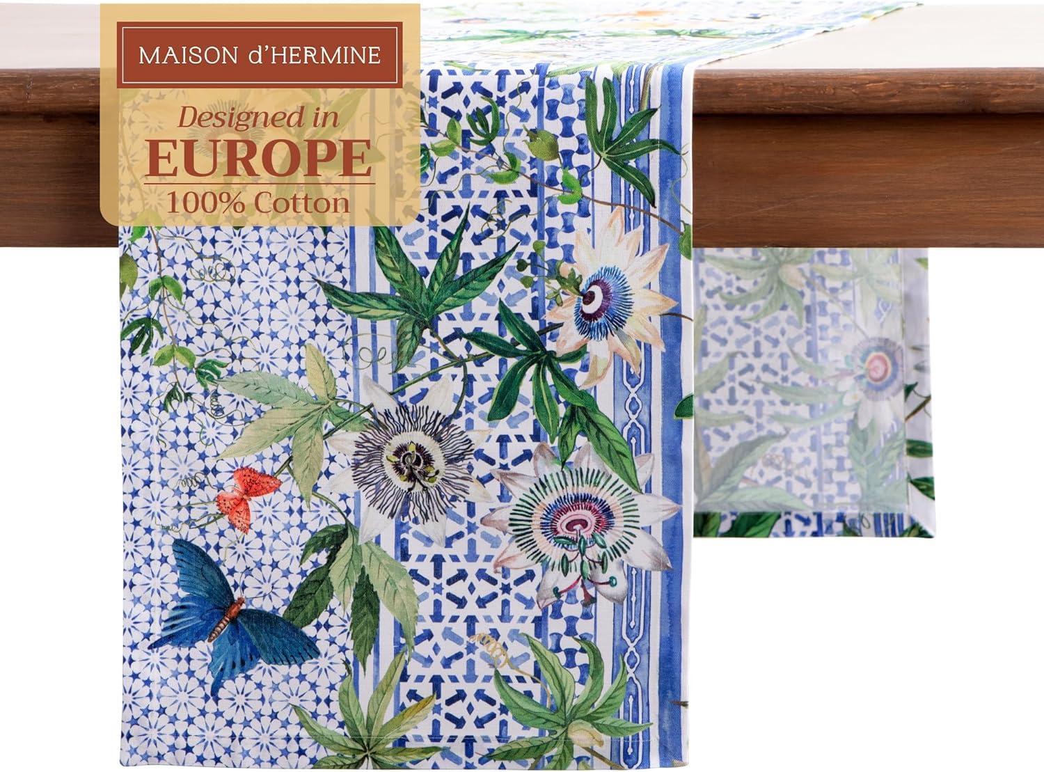 imageMaison dHermine Table Runner 100 Cotton Single Layer Easter Table Runners 72 inches Long Home Kitchen Dining Party ampamp Camping  Easter Decorations Spring ampamp Summer Printemps 1450quot x 72quot26  Passiflora