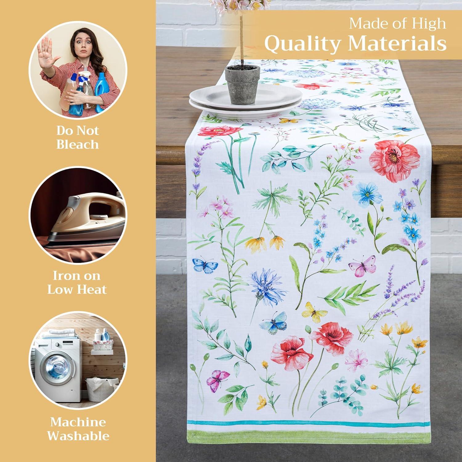imageMaison dHermine Table Runner 100 Cotton Single Layer Easter Table Runners 72 inches Long Home Kitchen Dining Party ampamp Camping  Easter Decorations Spring ampamp Summer Printemps 1450quot x 72quot24  Just Floral