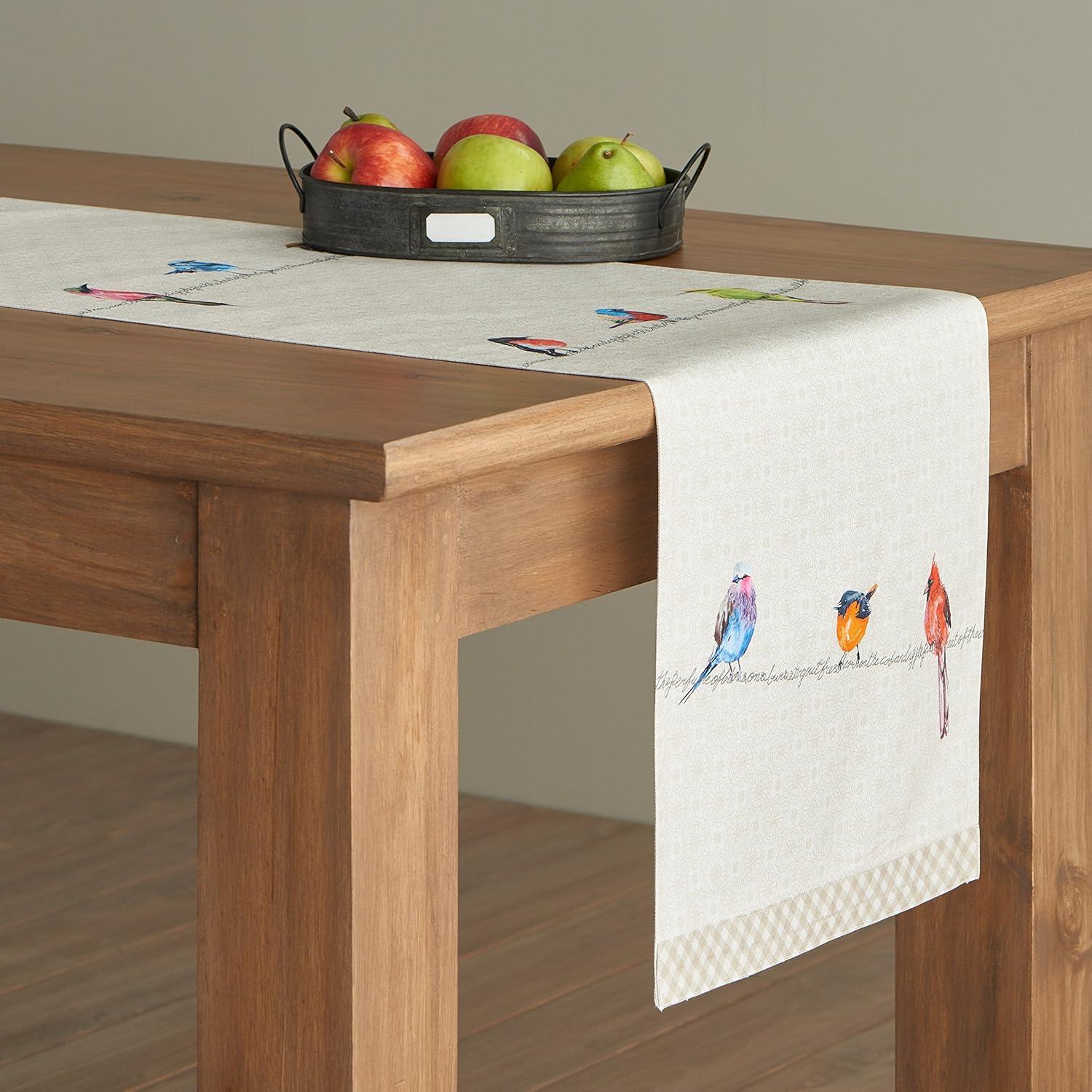 imageMaison dHermine Table Runner 100 Cotton Single Layer Easter Table Runners 72 inches Long Home Kitchen Dining Party ampamp Camping  Easter Decorations Spring ampamp Summer Printemps 1450quot x 72quot09  Birdies on Wire