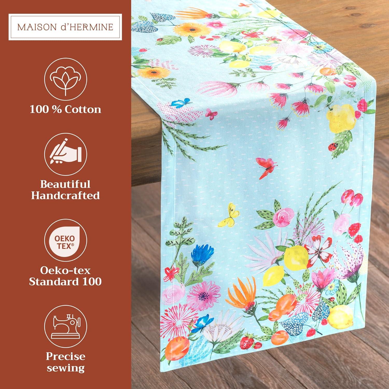 imageMaison dHermine Table Runner 100 Cotton Single Layer Easter Table Runners 72 inches Long Home Kitchen Dining Party ampamp Camping  Easter Decorations Spring ampamp Summer Printemps 1450quot x 72quot27  Jardin Dete  Mint