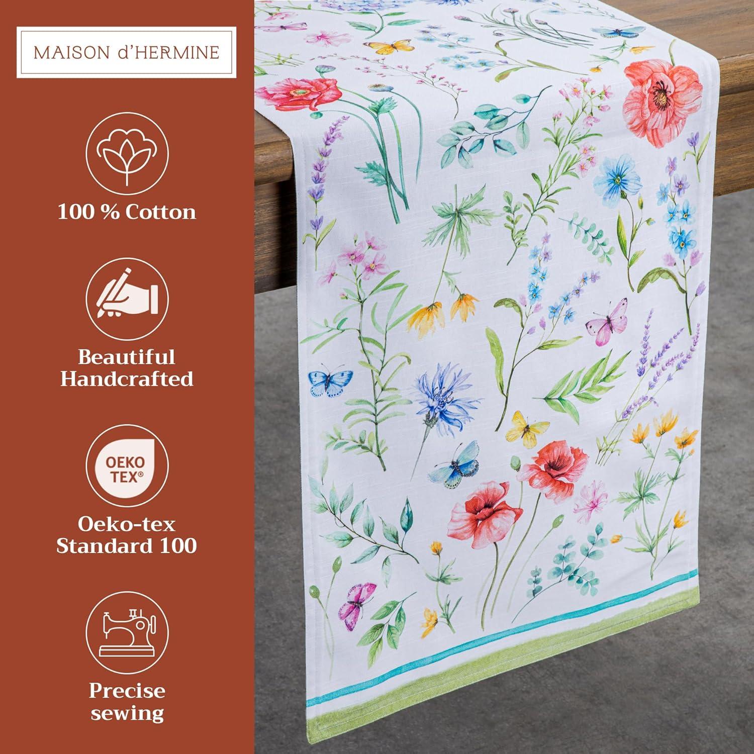 imageMaison dHermine Table Runner 100 Cotton Single Layer Easter Table Runners 72 inches Long Home Kitchen Dining Party ampamp Camping  Easter Decorations Spring ampamp Summer Printemps 1450quot x 72quot24  Just Floral
