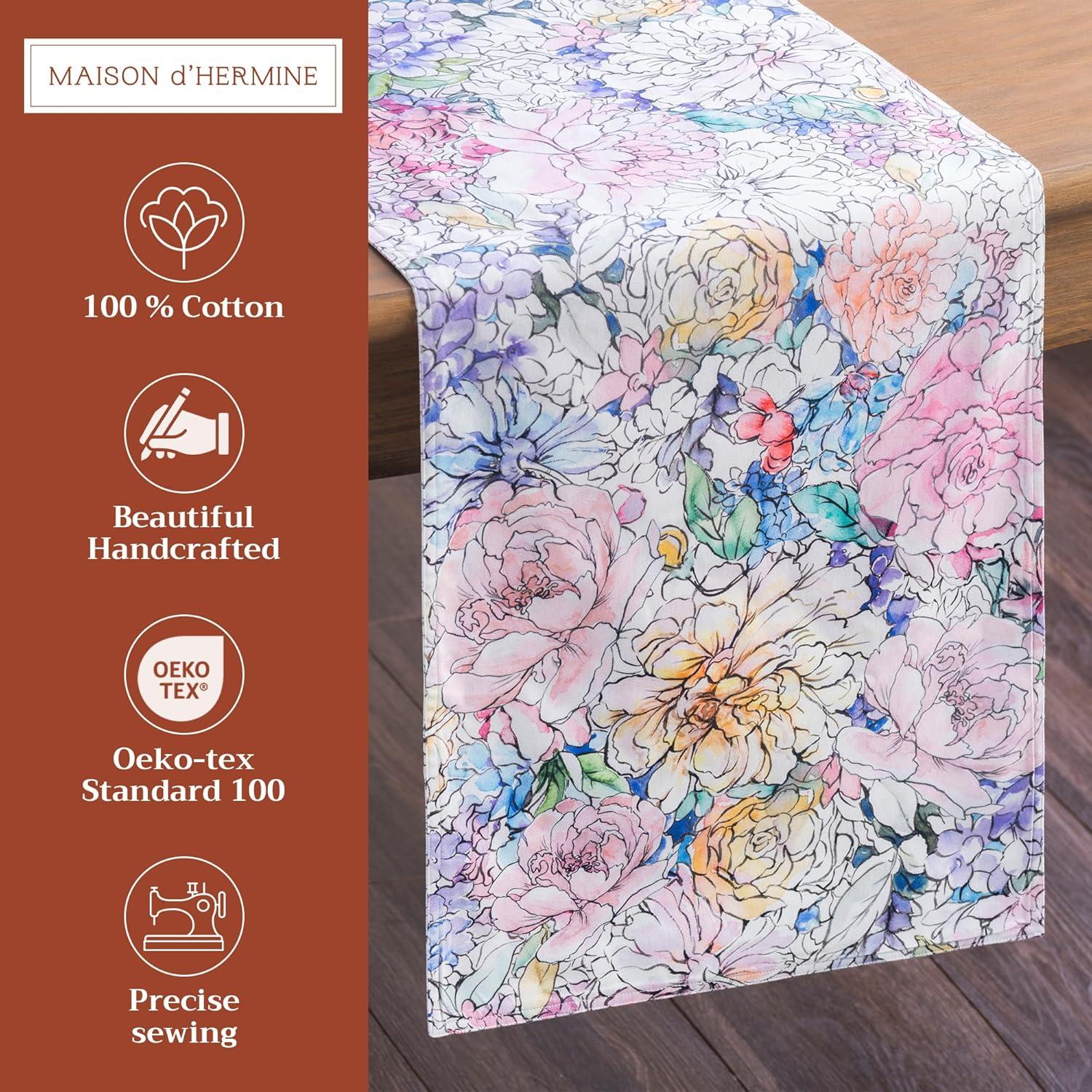 imageMaison dHermine Table Runner 100 Cotton Single Layer Easter Table Runners 72 inches Long Home Kitchen Dining Party ampamp Camping  Easter Decorations Spring ampamp Summer Printemps 1450quot x 72quot22  Floral Love