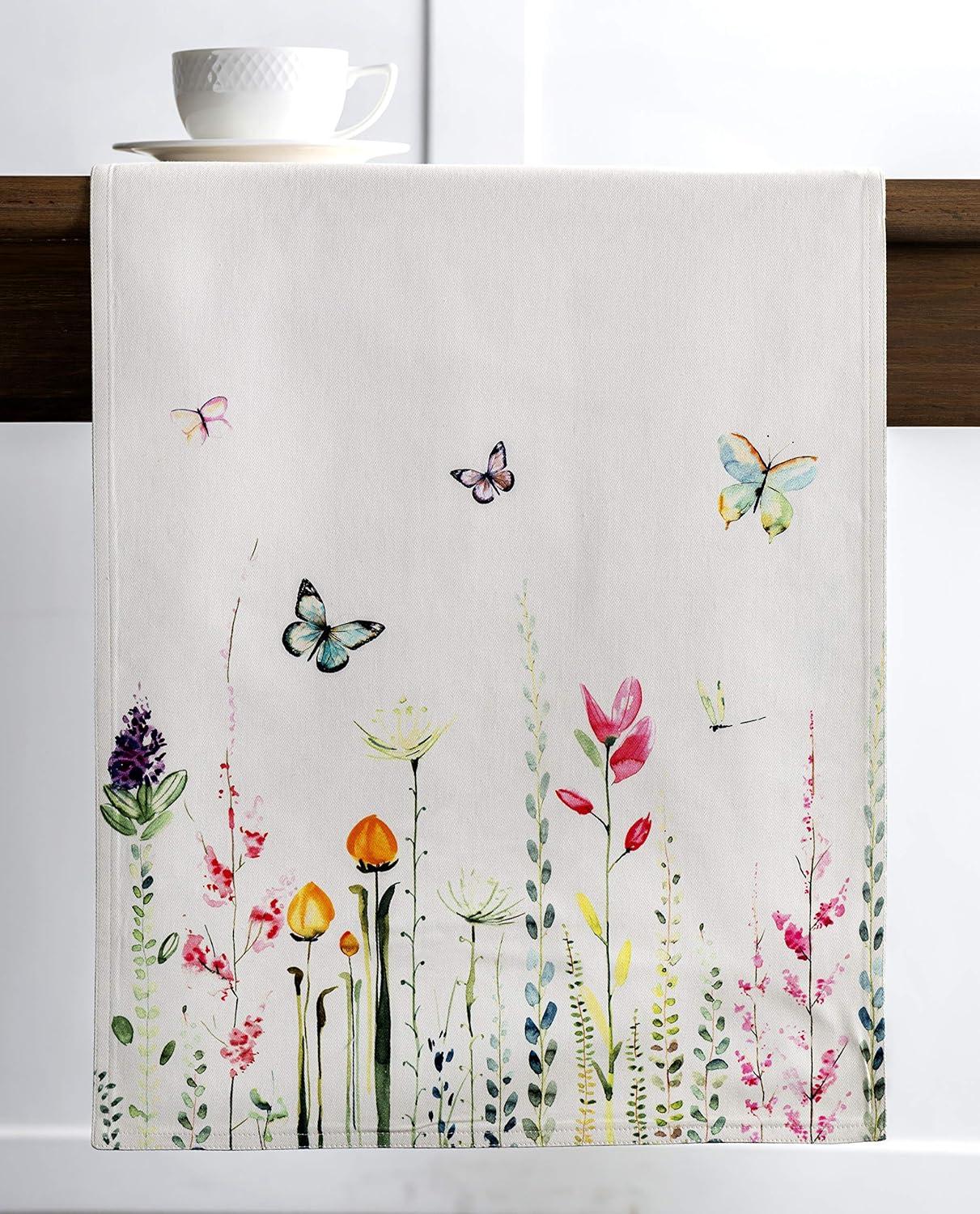imageMaison dHermine Table Runner 100 Cotton Single Layer Easter Table Runners 72 inches Long Home Kitchen Dining Party ampamp Camping  Easter Decorations Spring ampamp Summer Printemps 1450quot x 72quot02  Botanical Fresh