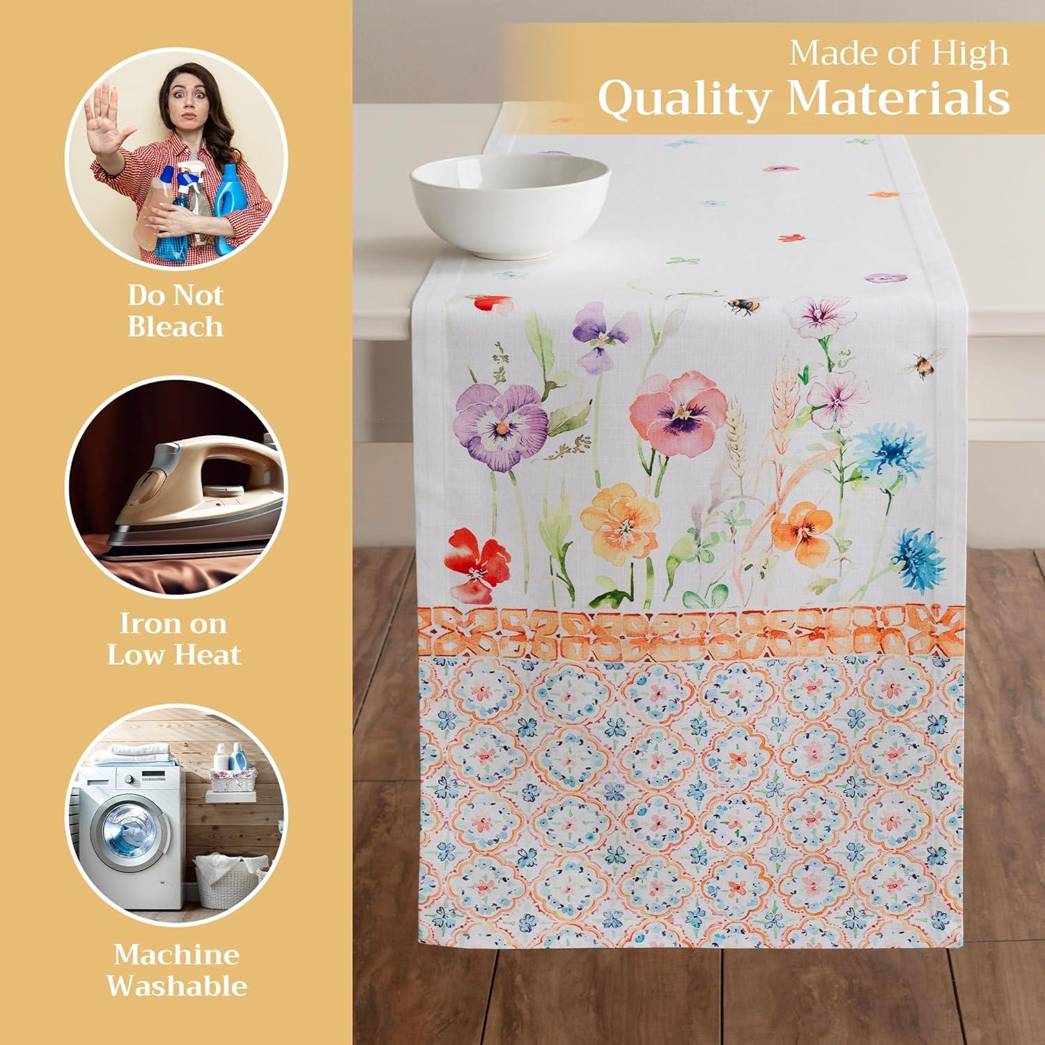 imageMaison dHermine Table Runner 100 Cotton Single Layer Easter Table Runners 72 inches Long Home Kitchen Dining Party ampamp Camping  Easter Decorations Spring ampamp Summer Printemps 1450quot x 72quot19  Summer Whisper
