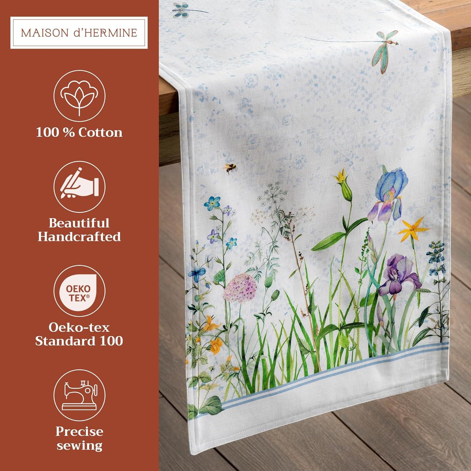 imageMaison dHermine Table Runner 100 Cotton Single Layer Easter Table Runners 72 inches Long Home Kitchen Dining Party ampamp Camping  Easter Decorations Spring ampamp Summer Printemps 1450quot x 72quot07  Fleurs De Mai