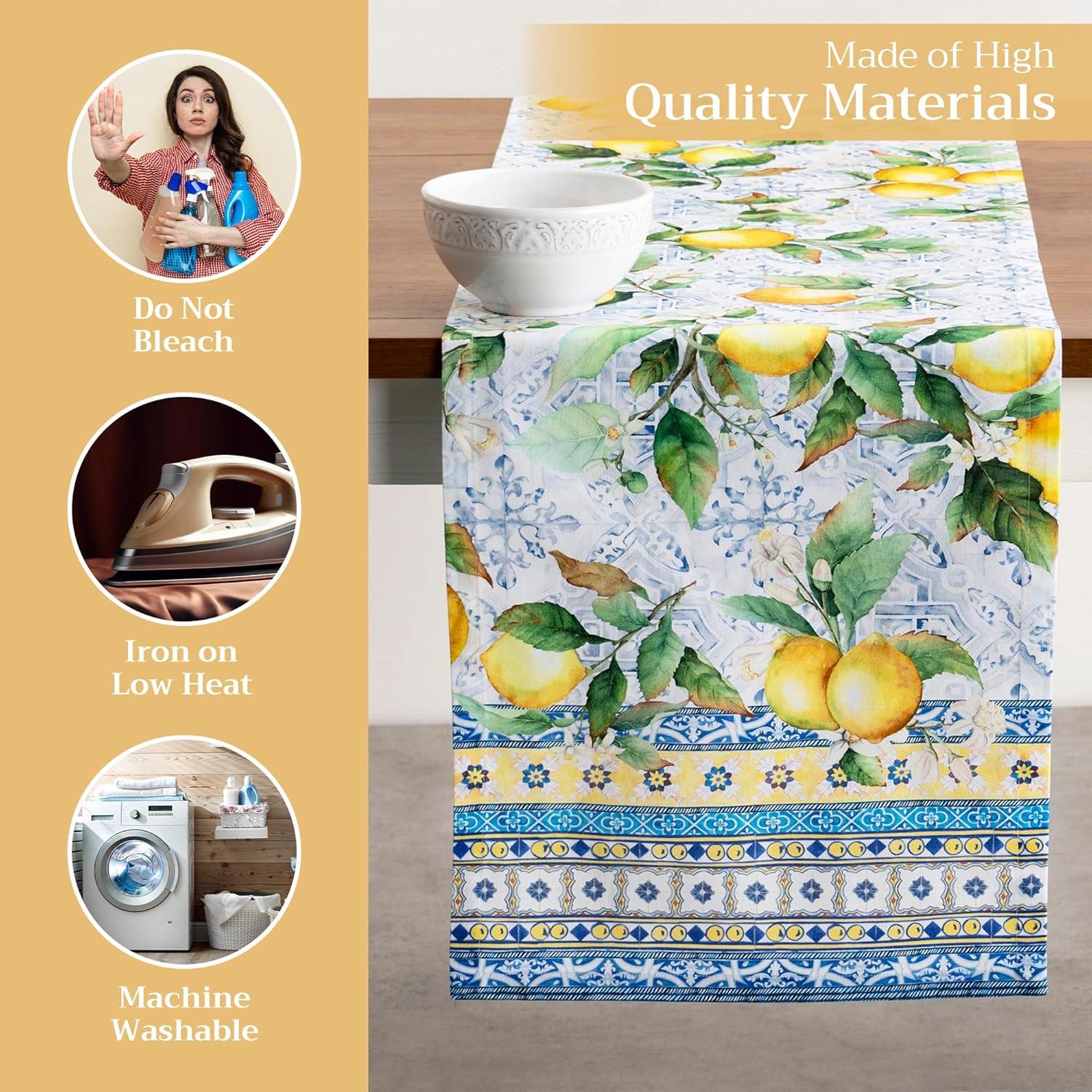 imageMaison dHermine Table Runner 100 Cotton Single Layer Easter Table Runners 72 inches Long Home Kitchen Dining Party ampamp Camping  Easter Decorations Spring ampamp Summer Printemps 1450quot x 72quot28  Citrus