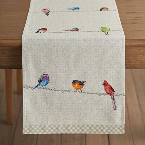 imageMaison dHermine Table Runner 100 Cotton Single Layer Easter Table Runners 72 inches Long Home Kitchen Dining Party ampamp Camping  Easter Decorations Spring ampamp Summer Printemps 1450quot x 72quot09  Birdies on Wire