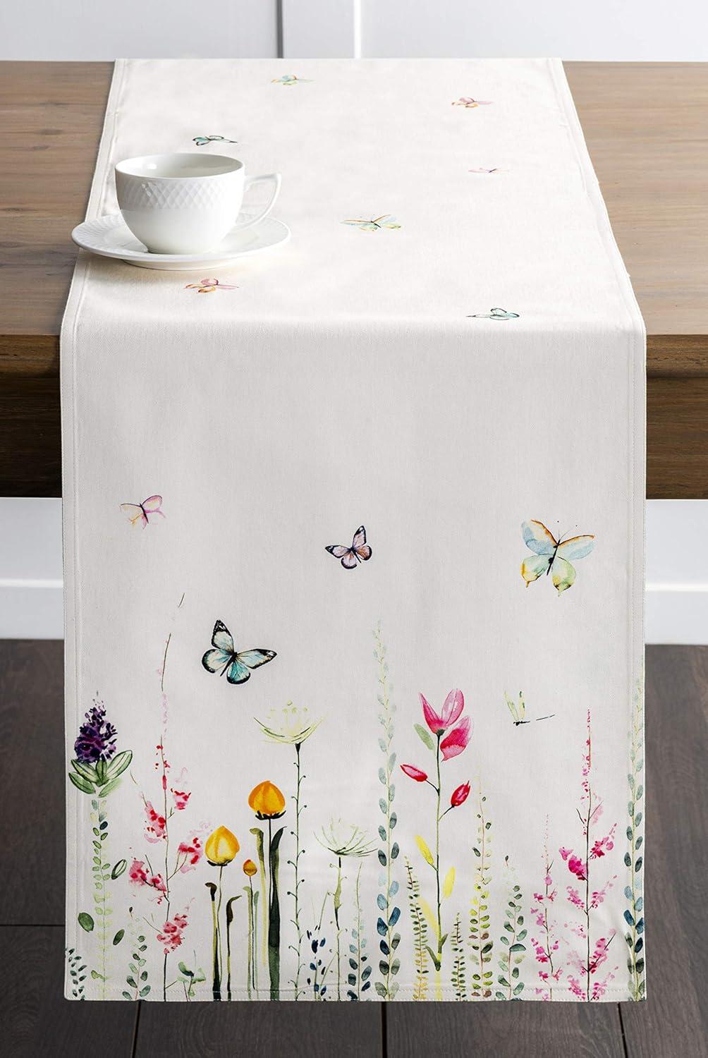 imageMaison dHermine Table Runner 100 Cotton Single Layer Easter Table Runners 72 inches Long Home Kitchen Dining Party ampamp Camping  Easter Decorations Spring ampamp Summer Printemps 1450quot x 72quot02  Botanical Fresh