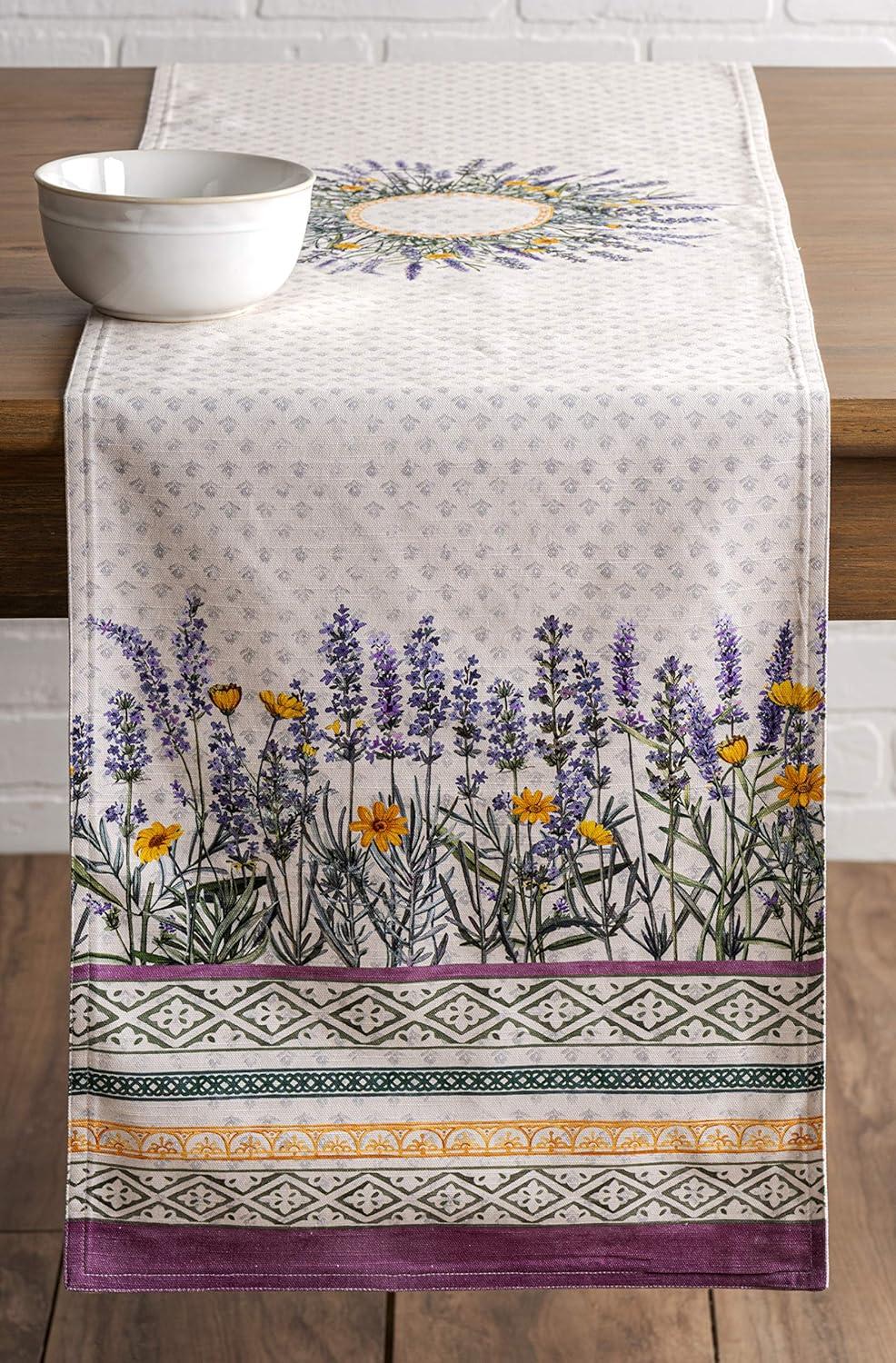 imageMaison dHermine Table Runner 100 Cotton Single Layer Easter Table Runners 72 inches Long Home Kitchen Dining Party ampamp Camping  Easter Decorations Spring ampamp Summer Printemps 1450quot x 72quot18  Fanny Lavender