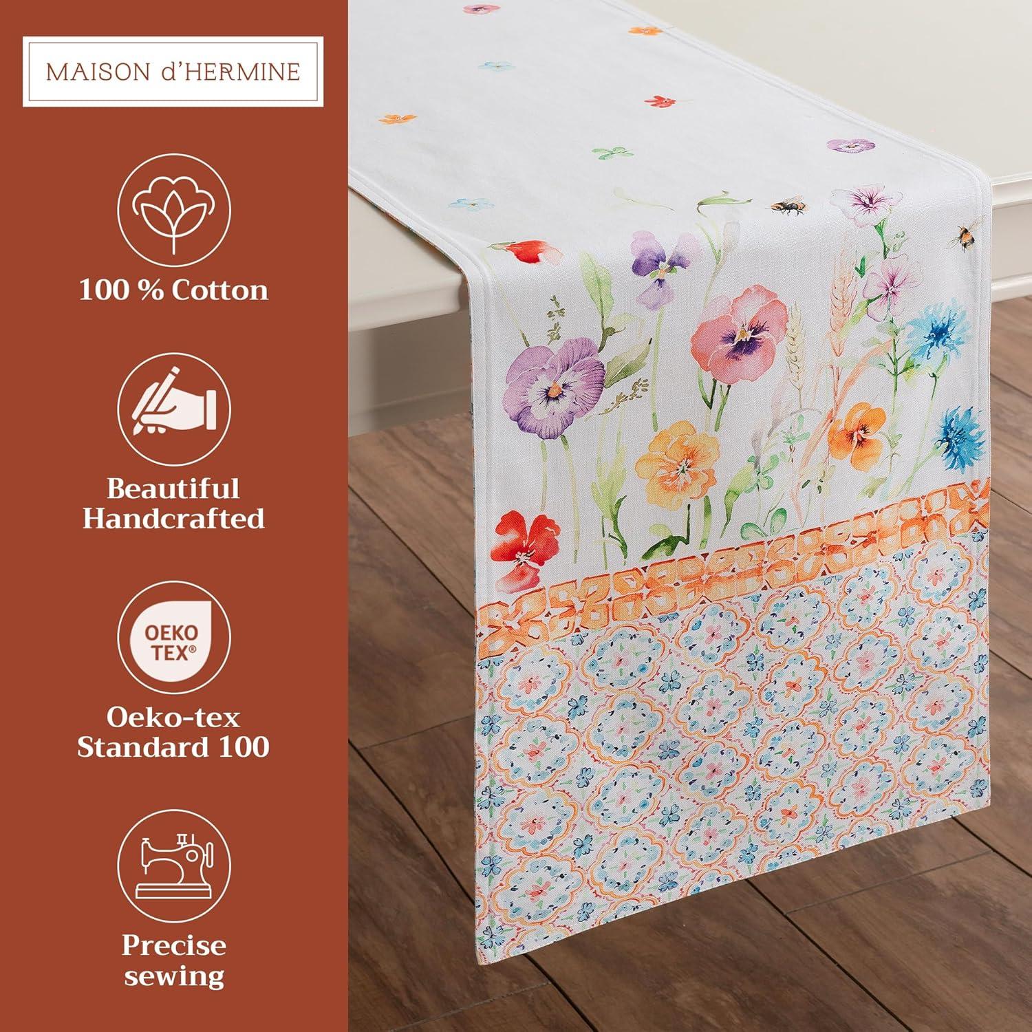 imageMaison dHermine Table Runner 100 Cotton Single Layer Easter Table Runners 72 inches Long Home Kitchen Dining Party ampamp Camping  Easter Decorations Spring ampamp Summer Printemps 1450quot x 72quot19  Summer Whisper