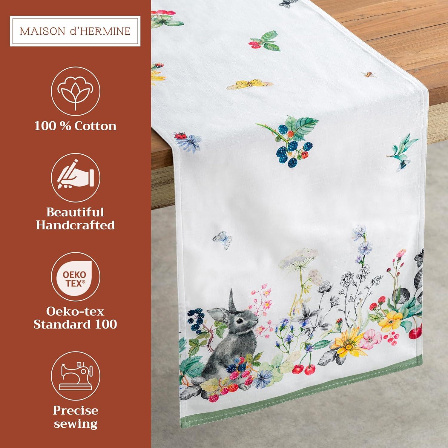 imageMaison dHermine Table Runner 100 Cotton Single Layer Easter Table Runners 72 inches Long Home Kitchen Dining Party ampamp Camping  Easter Decorations Spring ampamp Summer Printemps 1450quot x 72quot10  Printemps