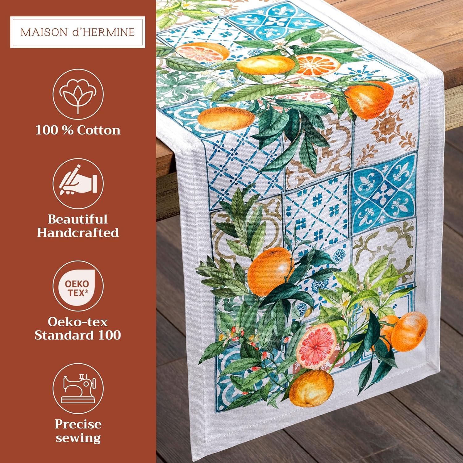 imageMaison dHermine Table Runner 100 Cotton Single Layer Easter Table Runners 72 inches Long Home Kitchen Dining Party ampamp Camping  Easter Decorations Spring ampamp Summer Printemps 1450quot x 72quot16  Agrume