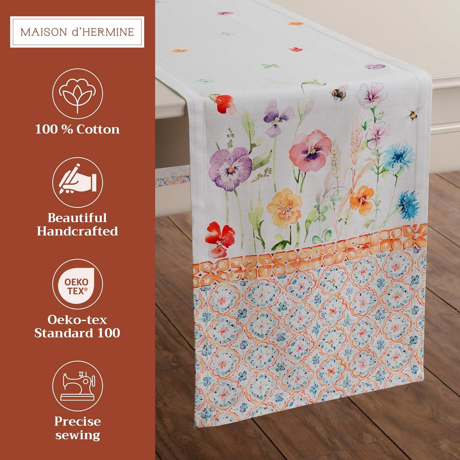 imageMaison dHermine Table Runner 100 Cotton Single Layer Easter Table Runners 72 inches Long Home Kitchen Dining Party ampamp Camping  Easter Decorations Spring ampamp Summer Printemps 1450quot x 72quot19  Summer Whisper