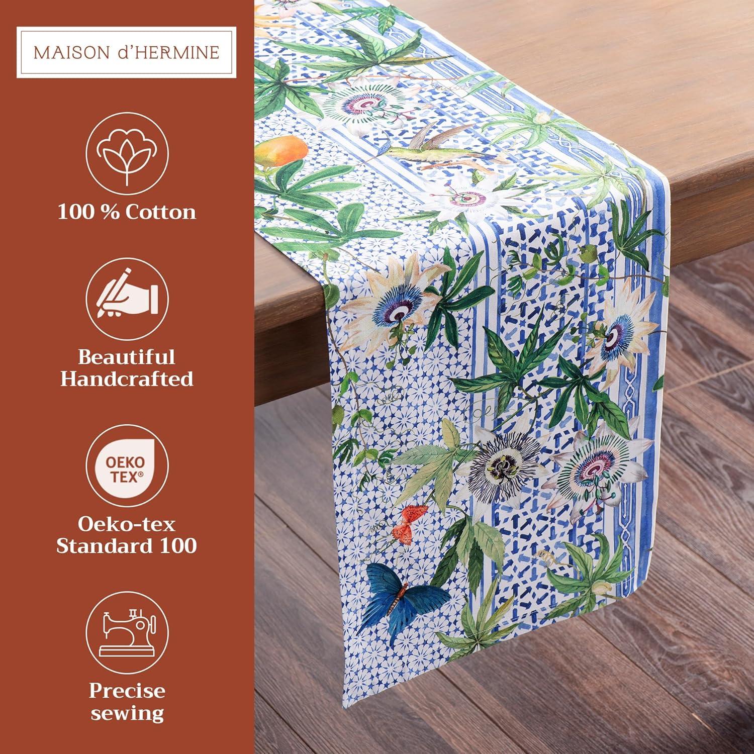 imageMaison dHermine Table Runner 100 Cotton Single Layer Easter Table Runners 72 inches Long Home Kitchen Dining Party ampamp Camping  Easter Decorations Spring ampamp Summer Printemps 1450quot x 72quot26  Passiflora