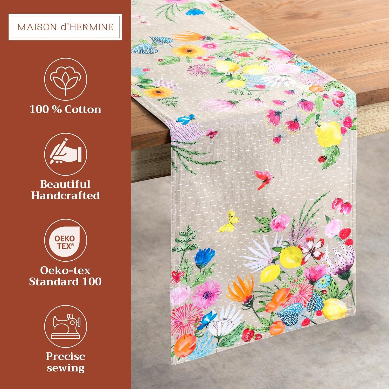 imageMaison dHermine Table Runner 100 Cotton Single Layer Easter Table Runners 72 inches Long Home Kitchen Dining Party ampamp Camping  Easter Decorations Spring ampamp Summer Printemps 1450quot x 72quot25  Jardin Dete  Fog