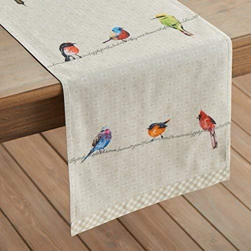 imageMaison dHermine Table Runner 100 Cotton Single Layer Easter Table Runners 72 inches Long Home Kitchen Dining Party ampamp Camping  Easter Decorations Spring ampamp Summer Printemps 1450quot x 72quot09  Birdies on Wire