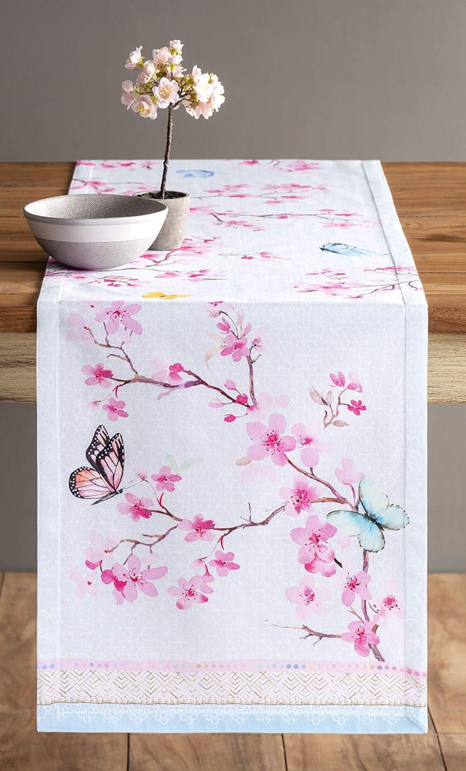 imageMaison dHermine Table Runner 100 Cotton Single Layer Easter Table Runners 72 inches Long Home Kitchen Dining Party ampamp Camping  Easter Decorations Spring ampamp Summer Printemps 1450quot x 72quot08  Blossoms in Spring