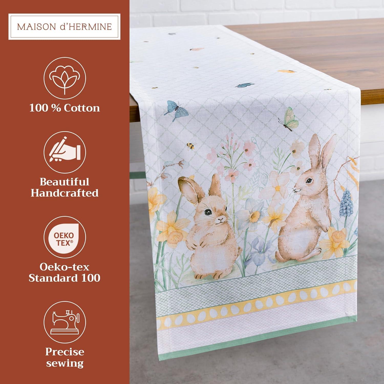 imageMaison dHermine Table Runner 100 Cotton Single Layer Easter Table Runners 72 inches Long Home Kitchen Dining Party ampamp Camping  Easter Decorations Spring ampamp Summer Printemps 1450quot x 72quot15  Easter Dew