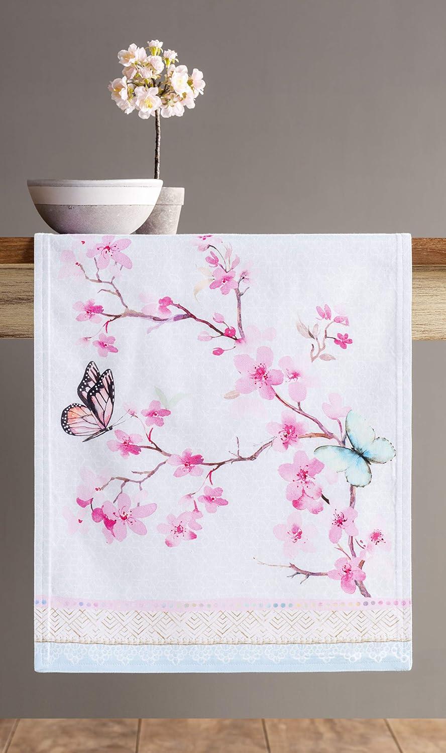 imageMaison dHermine Table Runner 100 Cotton Single Layer Easter Table Runners 72 inches Long Home Kitchen Dining Party ampamp Camping  Easter Decorations Spring ampamp Summer Printemps 1450quot x 72quot08  Blossoms in Spring