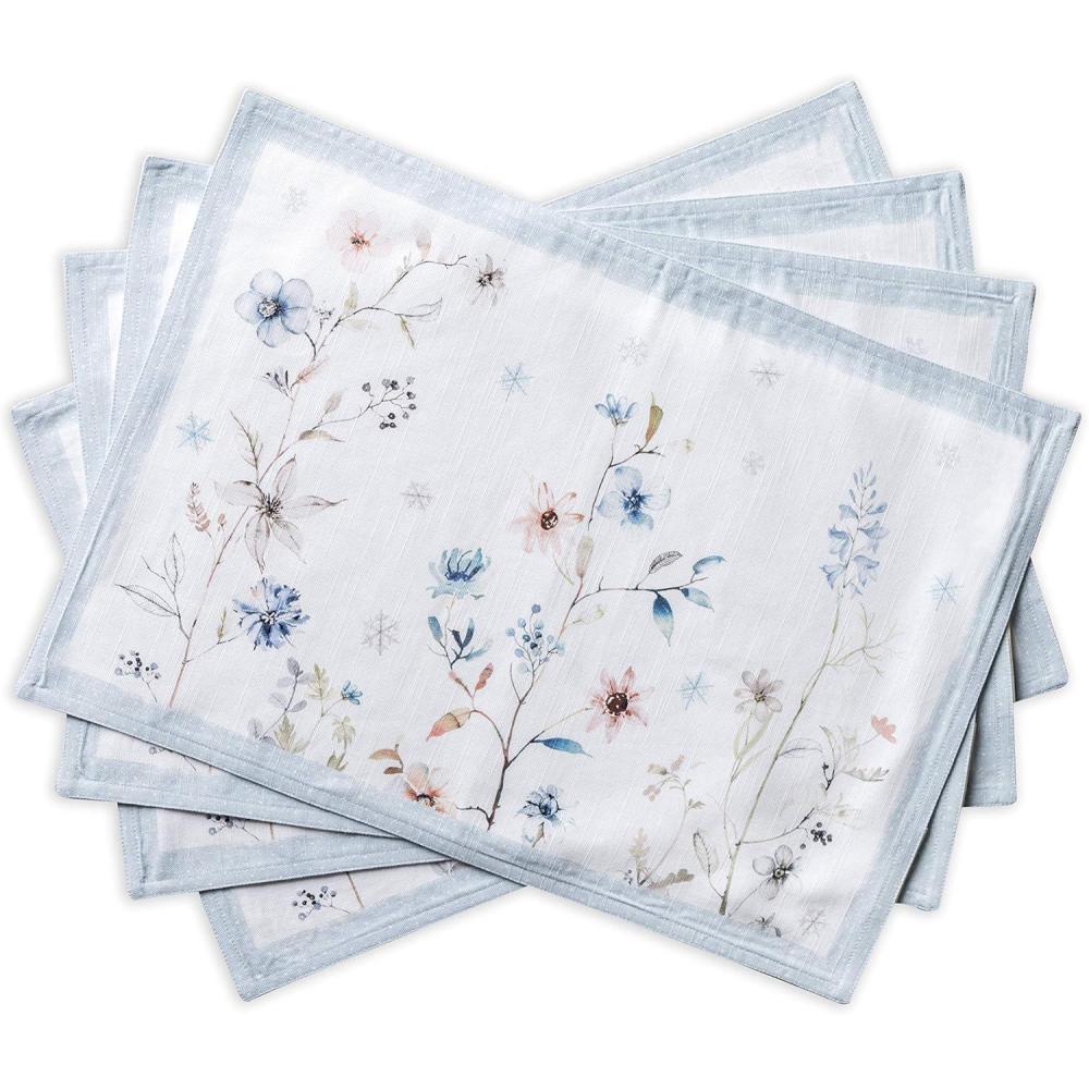 imageMaison d Hermine Placemat 100 Cotton Decorative Placemats Washable Cloth Placemats Home Wedding Restaurant Party ampamp Camping Potiron  ThanksgivingChristmas Set of 419  Ice Florals