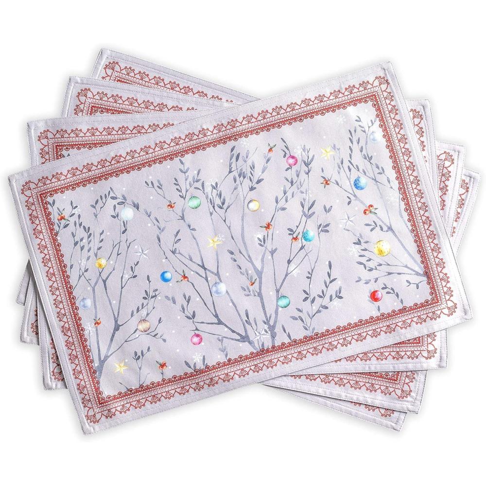 imageMaison d Hermine Placemat 100 Cotton Decorative Placemats Washable Cloth Placemats Home Wedding Restaurant Party ampamp Camping Potiron  ThanksgivingChristmas Set of 407  Fairy Christmas