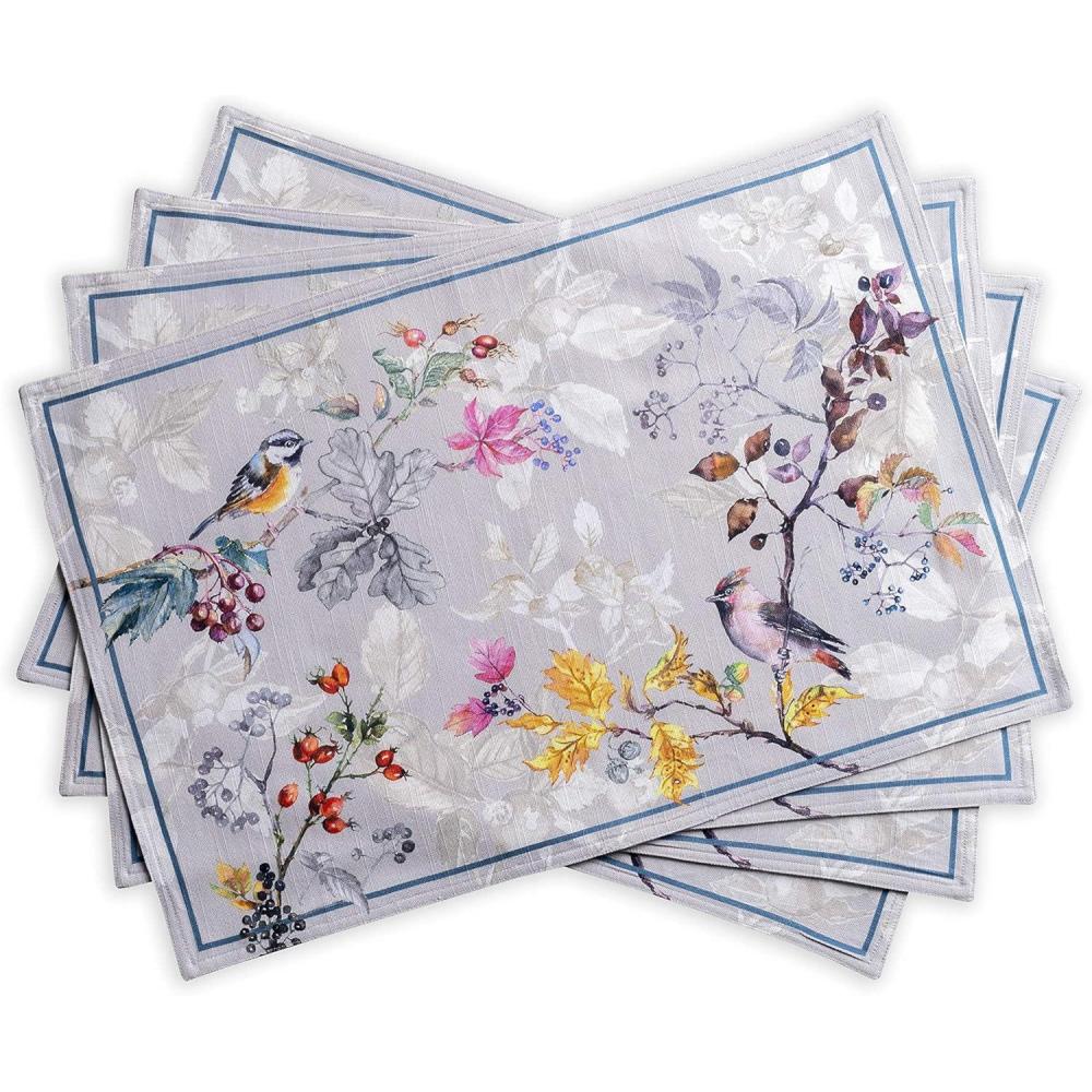 imageMaison d Hermine Placemat 100 Cotton Decorative Placemats Washable Cloth Placemats Home Wedding Restaurant Party ampamp Camping Potiron  ThanksgivingChristmas Set of 410  Equinoxe  Grey