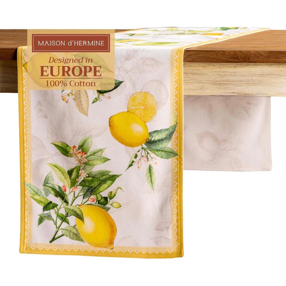 imageMaison dHermine Table Runner 100 Cotton Single Layer Easter Table Runners 72 inches Long Home Kitchen Dining Party ampamp Camping  Easter Decorations Spring ampamp Summer Printemps 1450quot x 72quot01  Limoncello