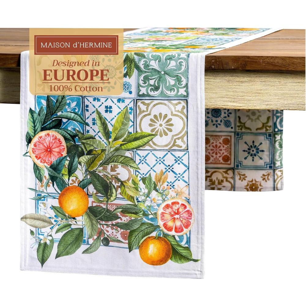 imageMaison dHermine Table Runner 100 Cotton Single Layer Easter Table Runners 72 inches Long Home Kitchen Dining Party ampamp Camping  Easter Decorations Spring ampamp Summer Printemps 1450quot x 72quot16  Agrume