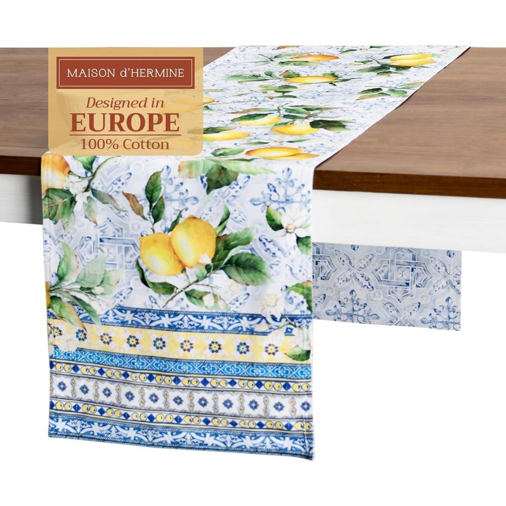 imageMaison dHermine Table Runner 100 Cotton Single Layer Easter Table Runners 72 inches Long Home Kitchen Dining Party ampamp Camping  Easter Decorations Spring ampamp Summer Printemps 1450quot x 72quot28  Citrus