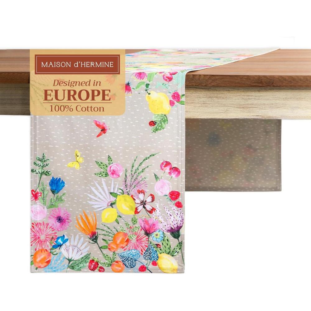 imageMaison dHermine Table Runner 100 Cotton Single Layer Easter Table Runners 72 inches Long Home Kitchen Dining Party ampamp Camping  Easter Decorations Spring ampamp Summer Printemps 1450quot x 72quot25  Jardin Dete  Fog