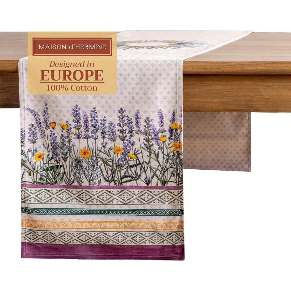 imageMaison dHermine Table Runner 100 Cotton Single Layer Easter Table Runners 72 inches Long Home Kitchen Dining Party ampamp Camping  Easter Decorations Spring ampamp Summer Printemps 1450quot x 72quot18  Fanny Lavender