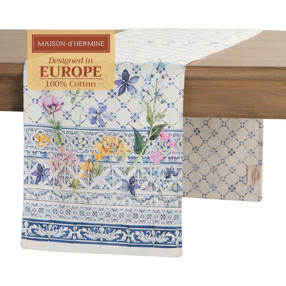 imageMaison dHermine Table Runner 100 Cotton Single Layer Easter Table Runners 72 inches Long Home Kitchen Dining Party ampamp Camping  Easter Decorations Spring ampamp Summer Printemps 1450quot x 72quot05  Faience