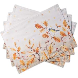 imageMaison d Hermine Placemat 100 Cotton Decorative Placemats Washable Cloth Placemats Home Wedding Restaurant Party ampamp Camping Potiron  ThanksgivingChristmas Set of 406  Oak Leaves