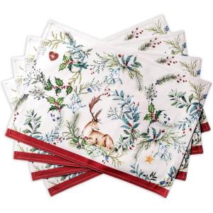 imageMaison d Hermine Placemat 100 Cotton Decorative Placemats Washable Cloth Placemats Home Wedding Restaurant Party ampamp Camping Potiron  ThanksgivingChristmas Set of 404  Holly Time