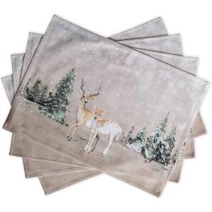 imageMaison d Hermine Placemat 100 Cotton Decorative Placemats Washable Cloth Placemats Home Wedding Restaurant Party ampamp Camping Potiron  ThanksgivingChristmas Set of 402  Deer in the Woods