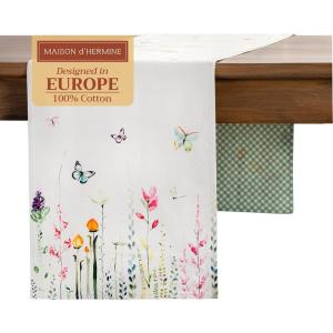 imageMaison dHermine Table Runner 100 Cotton Single Layer Easter Table Runners 72 inches Long Home Kitchen Dining Party ampamp Camping  Easter Decorations Spring ampamp Summer Printemps 1450quot x 72quot02  Botanical Fresh