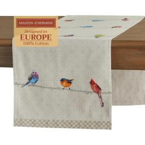 imageMaison dHermine Table Runner 100 Cotton Single Layer Easter Table Runners 72 inches Long Home Kitchen Dining Party ampamp Camping  Easter Decorations Spring ampamp Summer Printemps 1450quot x 72quot09  Birdies on Wire