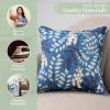 imageMaison d Hermine Decorative Pillow Covers 20x20 Inch Square 100 Cotton Throw Pillow Covers with Zipper  Chair Couches Sofas Bedroom Home for Easter Decorations Savana Jouy  Beige13  Feuillage  Air Force Blue