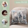 imageMaison d Hermine Decorative Pillow Covers 20x20 Inch Square 100 Cotton Throw Pillow Covers with Zipper  Chair Couches Sofas Bedroom Home for Easter Decorations Savana Jouy  Beige01  Savana Jouy  Blue Elephant