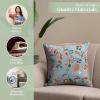 imageMaison d Hermine Decorative Pillow Covers 20x20 Inch Square 100 Cotton Throw Pillow Covers with Zipper  Chair Couches Sofas Bedroom Home for Easter Decorations Savana Jouy  Beige24  Dalida  Blue