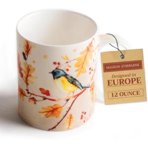 imageMaison d Hermine Coffee Mug with Handles Fine Bone China Pack of One Coffee Mug for Hot Beverages Cappuccino Latte Home Restaurant Perfect for Men ampamp Women Champ De Mars  Paris 15 Ounce3  Oak Leaves  Robin Loves Berries