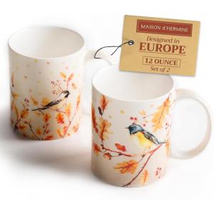 imageMaison d Hermine Coffee Mug with Handles Fine Bone China Pack of One Coffee Mug for Hot Beverages Cappuccino Latte Home Restaurant Perfect for Men ampamp Women Champ De Mars  Paris 15 Ounce3  Oak Leaves
