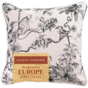 imageMaison d Hermine Decorative Pillow Covers 20x20 Inch Square 100 Cotton Throw Pillow Covers with Zipper  Chair Couches Sofas Bedroom Home for Easter Decorations Savana Jouy  Beige25  Bonobo  Grey