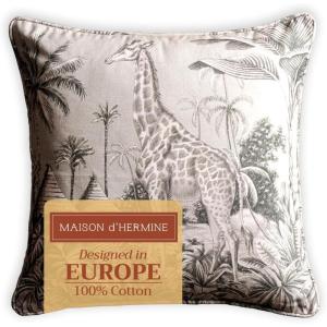 imageMaison d Hermine Decorative Pillow Covers 20x20 Inch Square 100 Cotton Throw Pillow Covers with Zipper  Chair Couches Sofas Bedroom Home for Easter Decorations Savana Jouy  Beige06  Savana Jouy  Green Giraffe