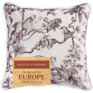 imageMaison d Hermine Decorative Pillow Covers 20x20 Inch Square 100 Cotton Throw Pillow Covers with Zipper  Chair Couches Sofas Bedroom Home for Easter Decorations Savana Jouy  Beige28  Bonobo  Brown