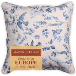 imageMaison d Hermine Decorative Pillow Covers 20x20 Inch Square 100 Cotton Throw Pillow Covers with Zipper  Chair Couches Sofas Bedroom Home for Easter Decorations Savana Jouy  Beige23  Neo Ipomee  Beige